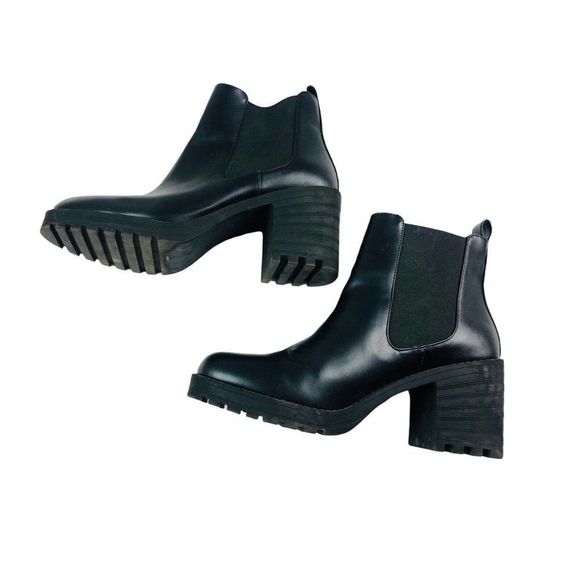 H&M Divided black faux leather Chelsea boots EU 42 US 10 90's y2k grunge - Picture 3 of 10